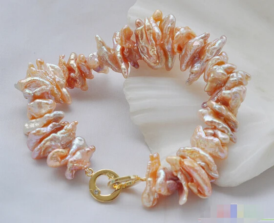 

hot sell New Style 8" DENS PINK BIWA FRESHWATER PEARL BRACELET -Bridal jewelry free shipping