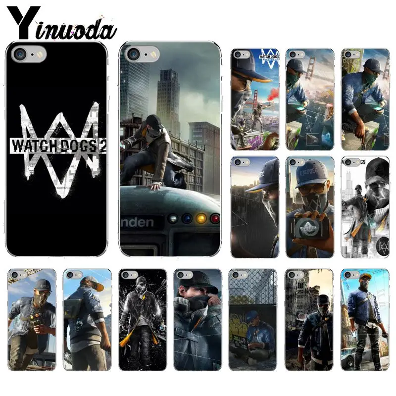 Yinuoda watch dogs 2 красочные милые аксессуары для телефона чехол iPhone 5 5Sx 6 7 7plus 8 8plus X XS MAX