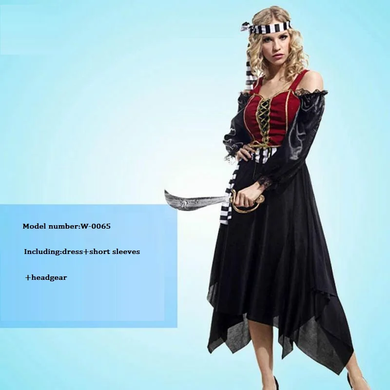 Красивое платье для взрослых, для ролевых игр и Костюмы маскарад Вечерние одежда для сцены пират Косплэй карнавальный костюм на Хэллоуин, одежда - Цвет: W-0065