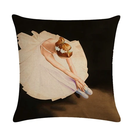 Красивая танцевальная Подушка, балетная девочка, для дивана, для дома, художественная декоративная подушка, чехол, льняной декор, диванная подушка, чехол - Цвет: Cushion cover10
