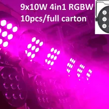 10xLot DHL Led Par Light 9X10 Вт 4в1 RGBW светодиодный прожектор для сцены Освещение Плоский тонкий может стробоскоп лазерный проектор DJ dmx-контроллер диско