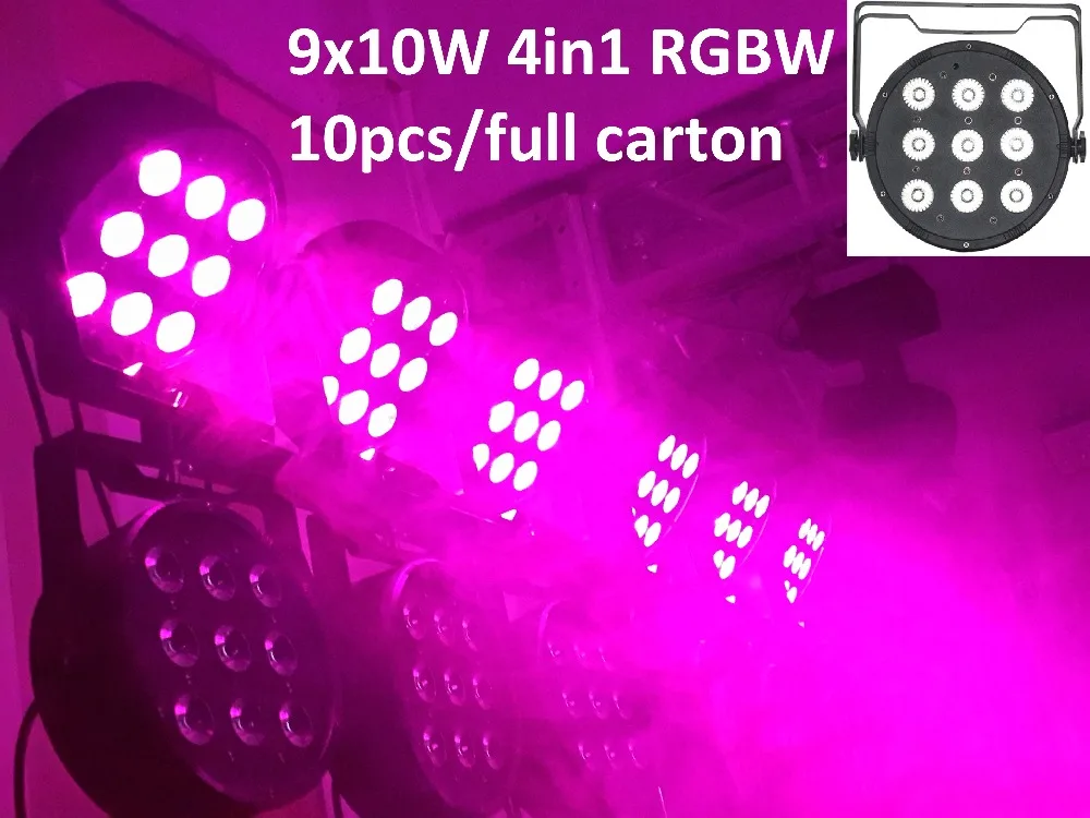 10xlot DHL Led Par Light 9X10W 4in1 прожектор RGB сценическое освещение плоский тонкий Может