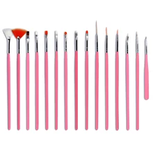 

ZINXIN 15Pcs/Set Painting Draw Pen Cosmetic Pink Acrylic Brush Tips UV Gel Nail Art Polish Set DIY Decoration Equipment Tools