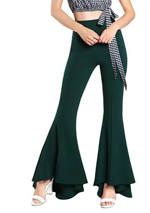 Весенние новые женские эластичные с высокой талией модные брюки-трубы для офисных леди расклешенные брюки