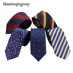 Mantieqingway мужские галстуки для колледжа для костюмов полиэфирные галстуки в полоску Галстуки Gravata для мужчин s золотые и темно-синие галстуки
