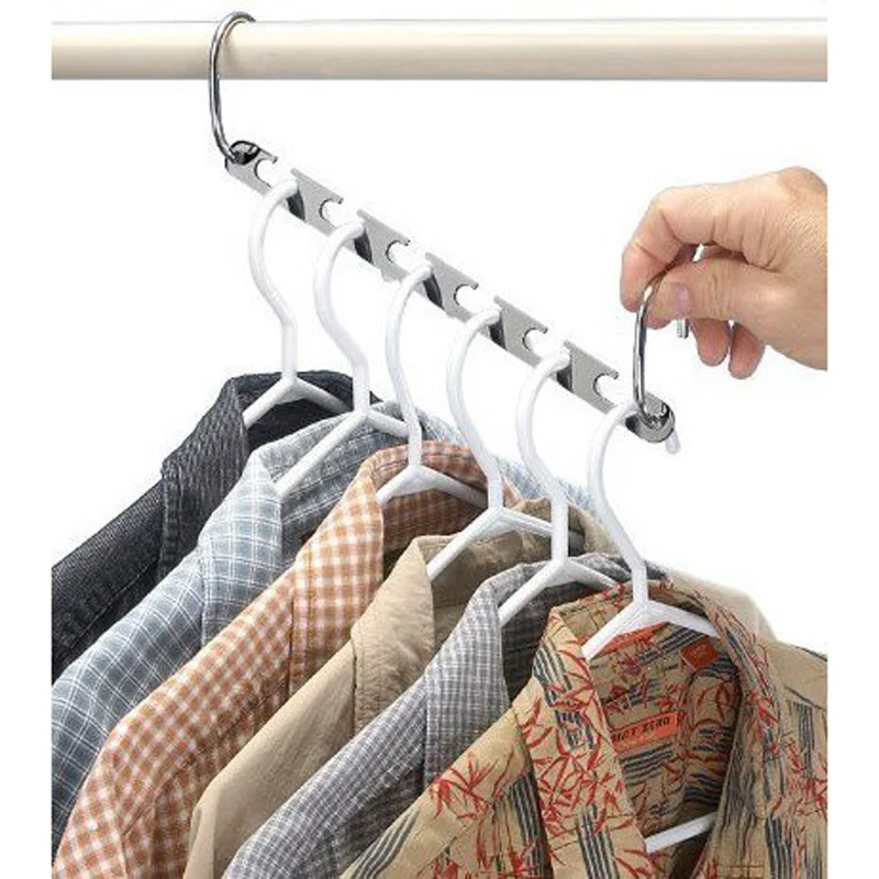 6pcs/lot Stainless Steel Clothes Rack Hanger 6 Holes Rack For Clothes