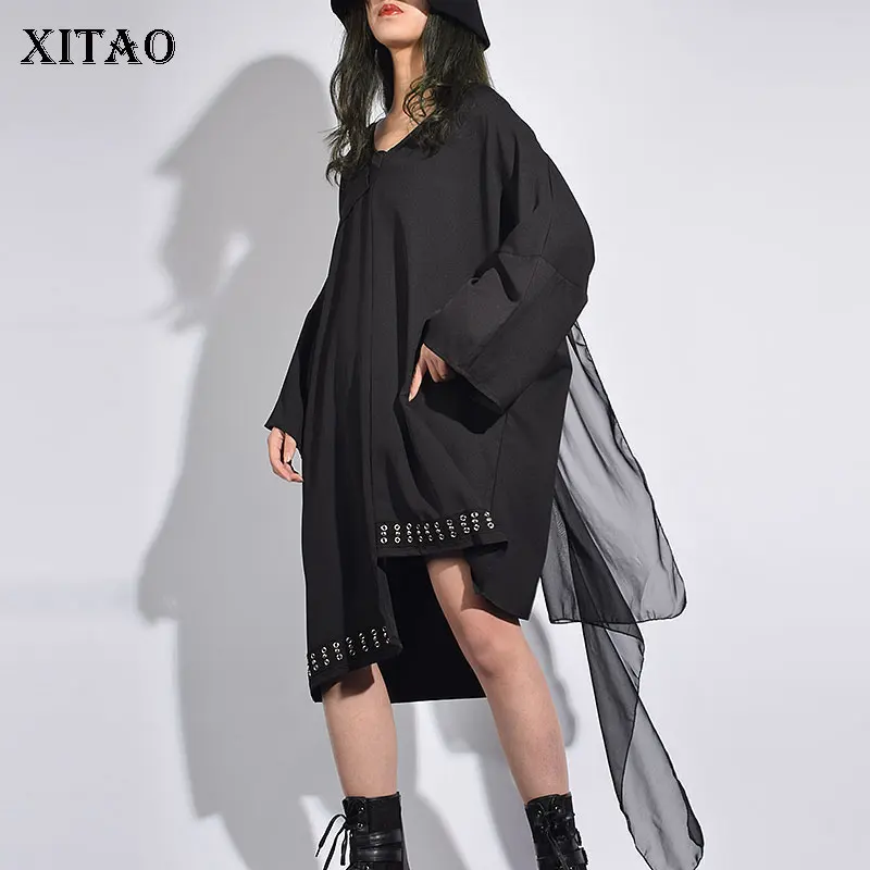 XITAO асимметричное шифоновое платье с открытой спиной для женщин v образный вырез