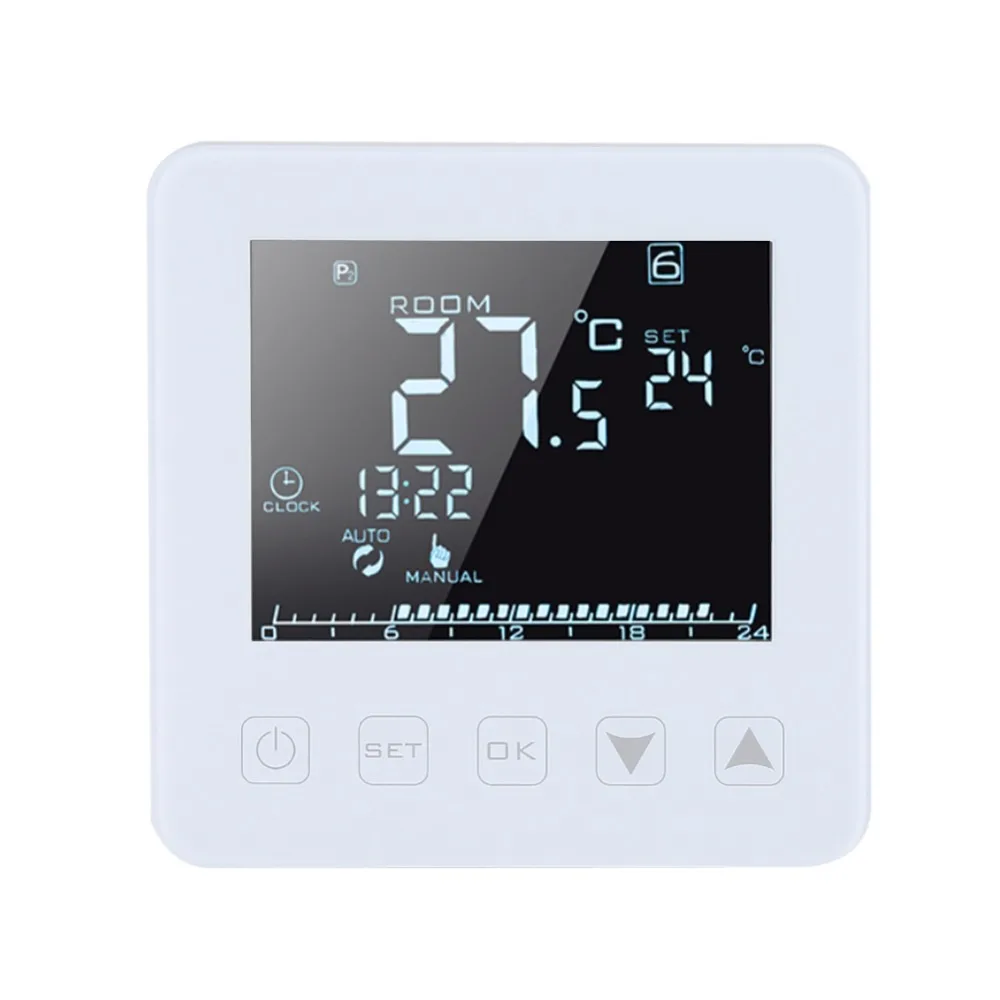

16A Programmable Thermostat LCD Touch Screen Electric Heating Thermostat Room Temperature Controller for Warm Floor Boiler