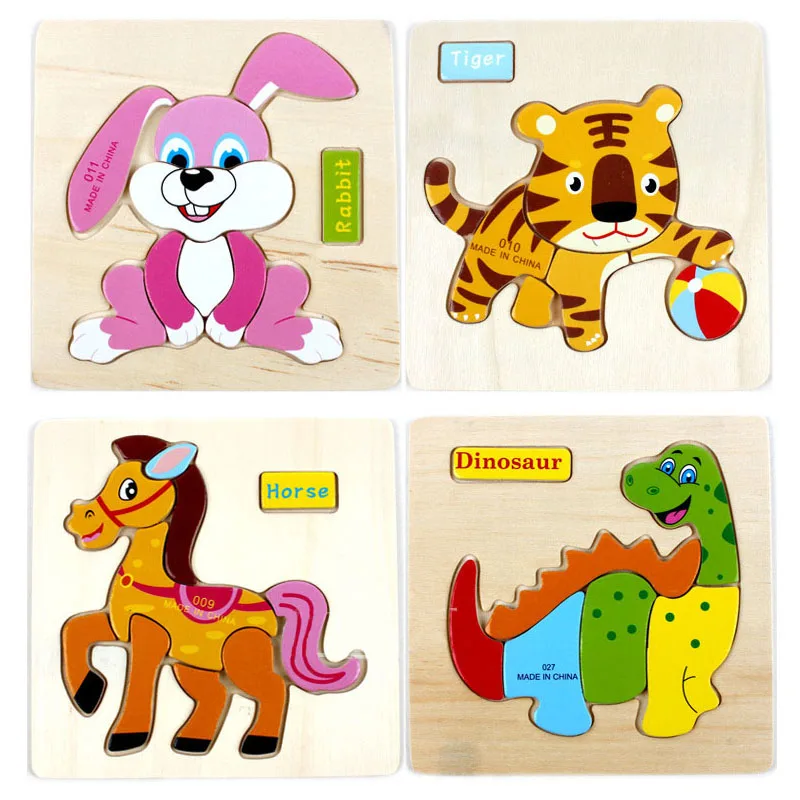 14,7*14,7 см деревянные игрушки для детей 3D маленькие Пазлы для детей мультфильм животных Ранние развивающие игрушки фрукты головоломки