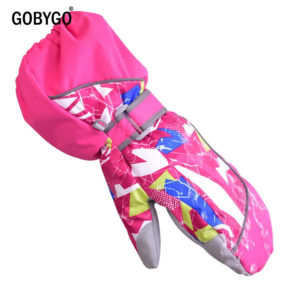 Детские зимние теплые лыжные перчатки GOBYGO для мальчиков и девочек спортивные