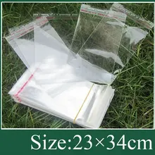 Прозрачный полимерный пакет для упаковки одежды(23x34 см) с клейким уплотнением для оптовой и розничной и бесплатной доставки
