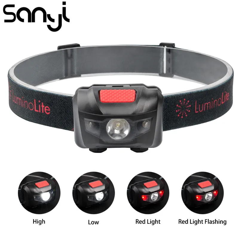 Фонарь налобный SANYI 4 режима 3 светодиода батарейки ААА|outdoor headlight|mini headlampheadlight lamp |