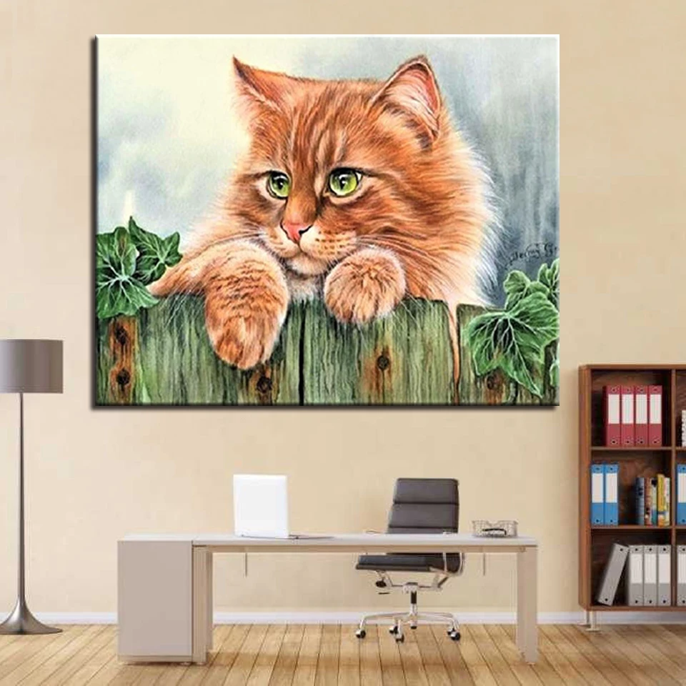 

Oil Paint Painting By Numbers DIY Lovely Cat Pictures Drawing Coloring On Canvas By Hand Framework Wall Modular Paints Artwork