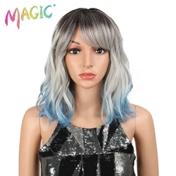 Magic Hair Short Synthetic Wig For Black Women Grey Blue Wig Straight Hair Synthetic Heat Resistant 12 Magic Hair Short Synthetic Wig For Black Women Grey Blue Wig Straight Hair Synthetic Heat Resistant 12