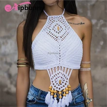 Вязаный купальник femme с высокой горловиной женский maillot de bain бикини топы вязаный купальный костюм с завязкой на спине купальник