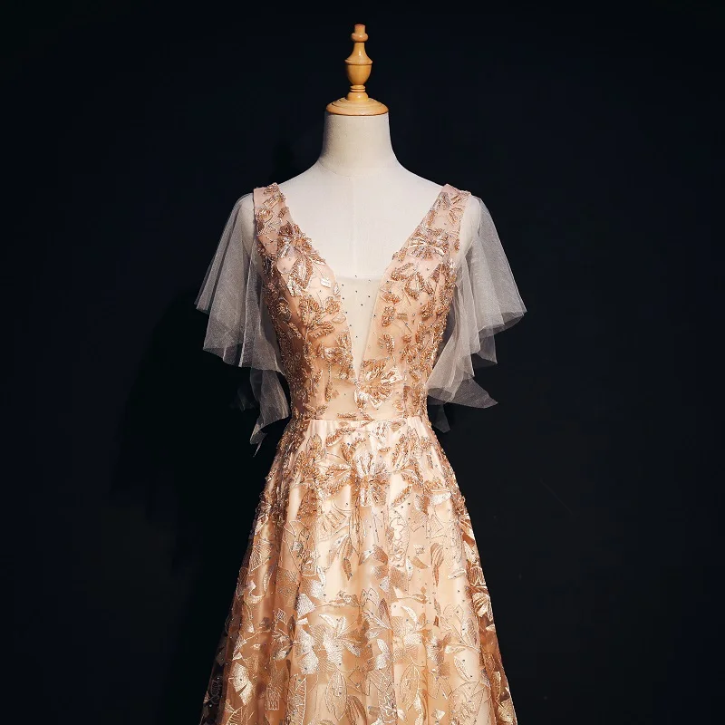 Evening Dresses Long 2019 V Neck Lace Tulle Beading Elegant Party Gowns Evening Gowns Robe De Soiree Long Gown Evening Evening Dresses Long 2019 V Neck Lace Tulle Beading Elegant Party Gowns Evening Gowns Robe De Soiree Long Gown Evening