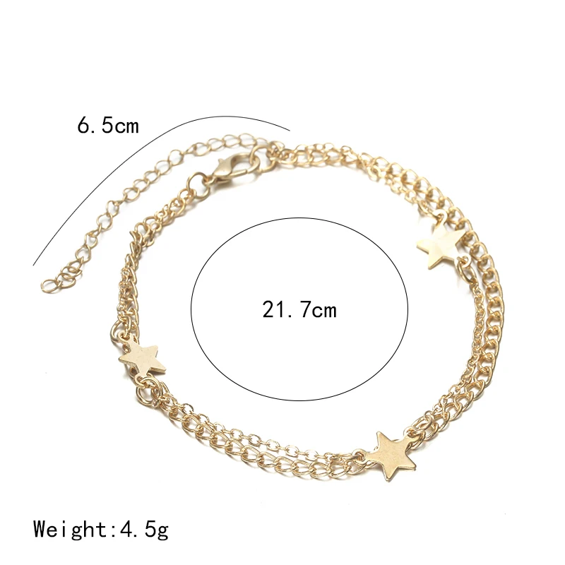 Модный многослойный браслет на ногу в стиле бохо со звездами золотого и серебряного цветов, новинка, браслет на щиколотке для женщин, пляжные аксессуары, подарок