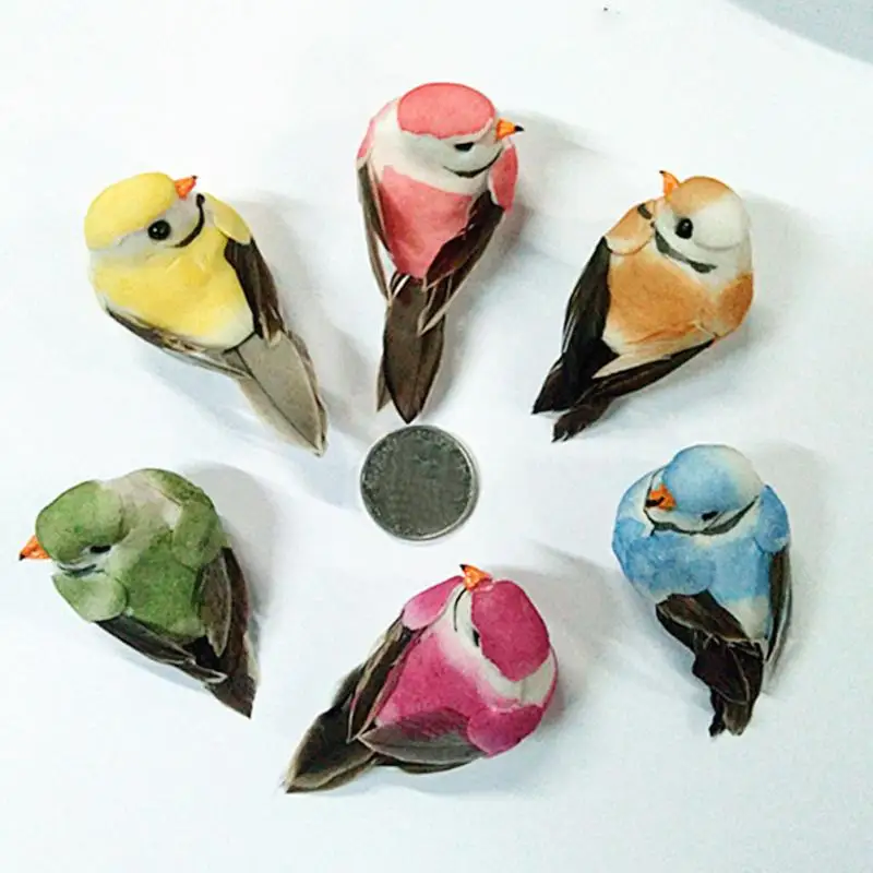 2 Pcs Decorative Birds Simulation Garden Yard Mini Bird Ornaments DIY Decoration With Magnet Color Random