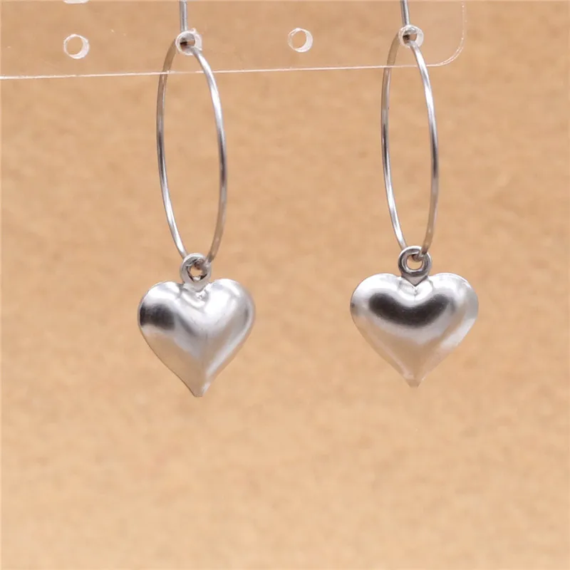 

3 Styles 316 Stainless Steel Hoop Earrings With Hollow Out Hearts Star Moon Charms Cheap Jewelry Never Fade Anti-Allergy