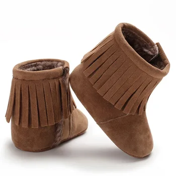 

Baby Winter Boots Shoes Soft Plush Tassel Booties For Infant Boys Girls Warm First Walker Slip-On Soft Baby Crib Booties Shoes