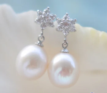 

free shipping 00087 WHITE RICE FRESHWATER PEARL DANGLE EARRING