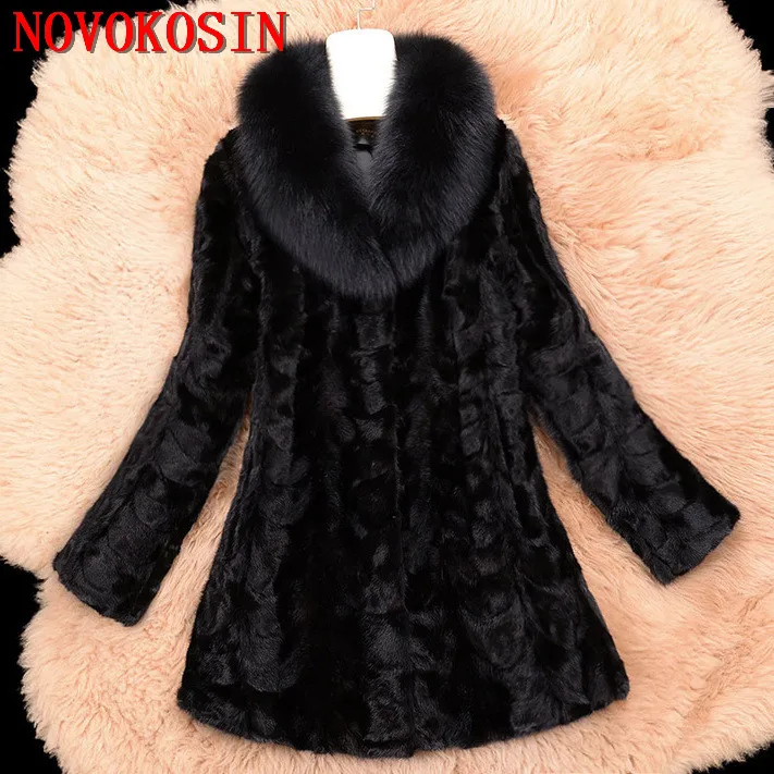 S-3XL Ladies Thick Long Fur Coat Winter Warm Plus Size Open Stitch Slim Plush Coat 2018 Women Faux Fur Neck Black Cardigan