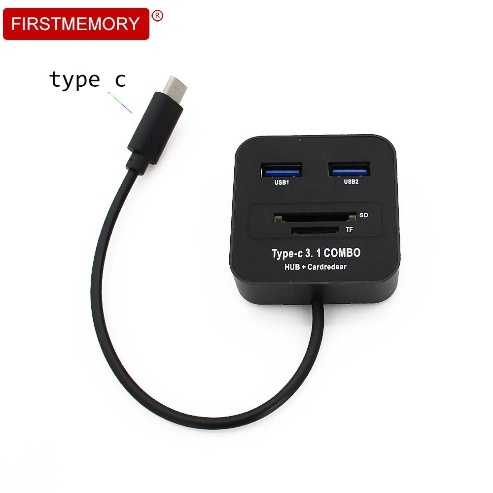 

USB Hub 3.0 Type C To 2 Ports USB Splitter 10Gbps Plug And Play With SD/TF Card Reader Adapter For PC Phone Computer Accessories
