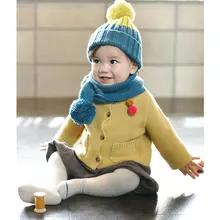 Детский зимний шарф с двумя помпонами; теплые шарфы для мальчиков и девочек; вязаный шарф с воротником для детей 2-6 лет; TY66