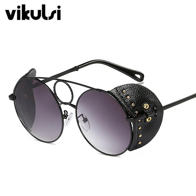 Gafas de sol de gafas de sol de remaches redondos de punkmujer Gafas de sol de gafas de sol de remaches redondos de punkmujer