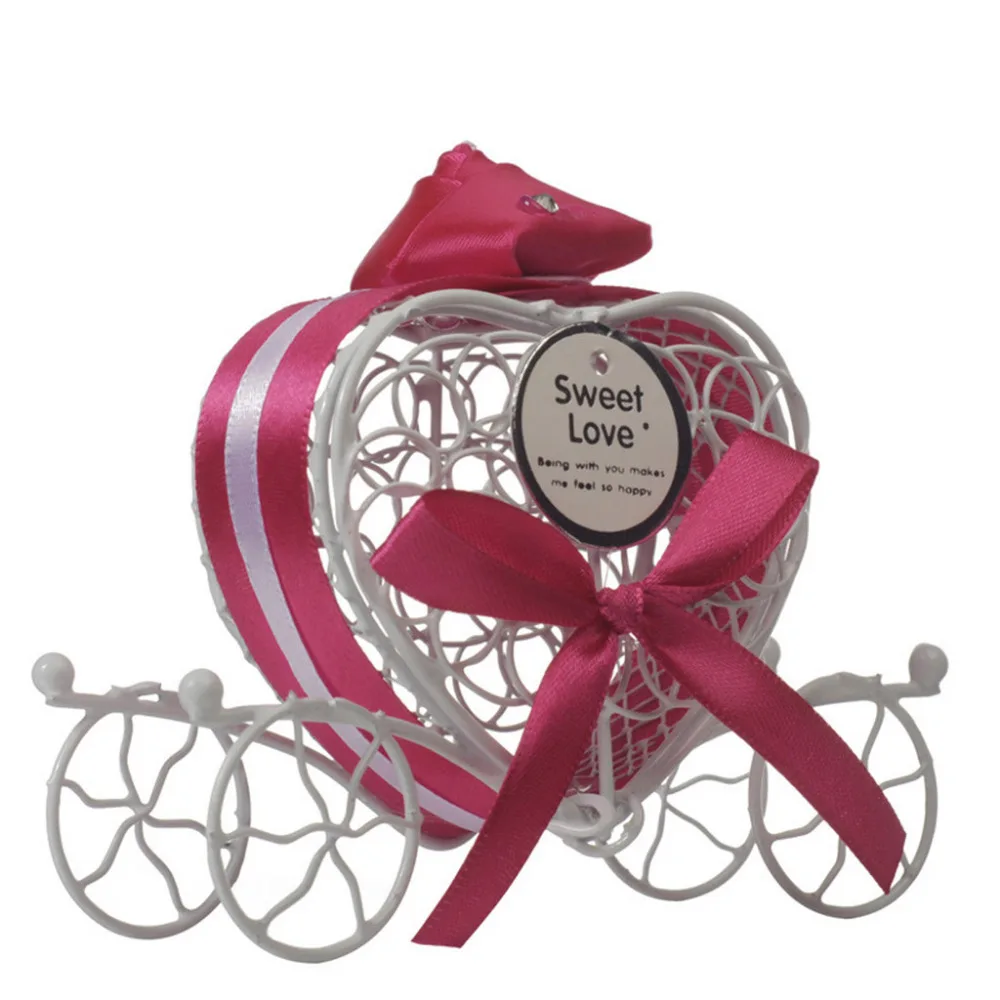 

1pc New Candy Boxes Romantic Carriage Sweets Chocolate Jewelry Box Metal Wedding Party Favors For Small Sundry Things 10May 12