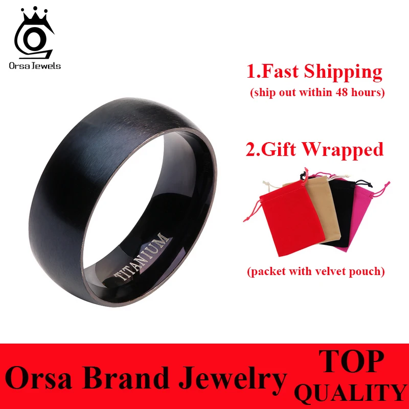 ORSA JEWELS 2019 New Arrival 100% Allergy Free Stainless Steel Rings for Men and Women Hot Sale Black Men Ring Wholesale OTR01
