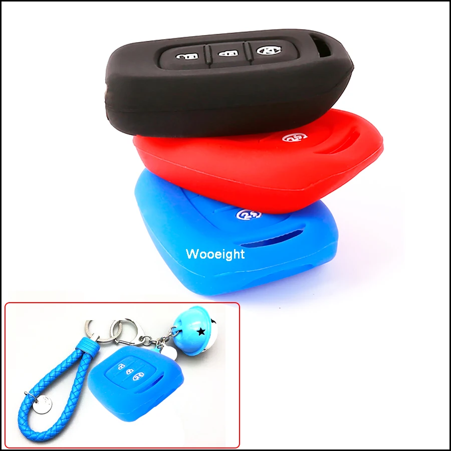 For Renault Duster Sandero Logan Clio Captur Laguna Scen 2016 2017 Silicone Rubber Key Fob Case Cover Decoration 3 Buttons (9)