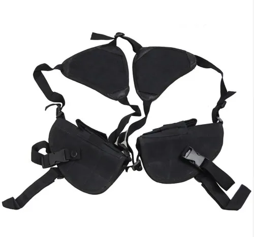 

Outdoor Hunting Accessories AdjustableTwo Pistol Gun Bag Tactical Double Shoulder Gun Armpit Holster Hunting Belt Black