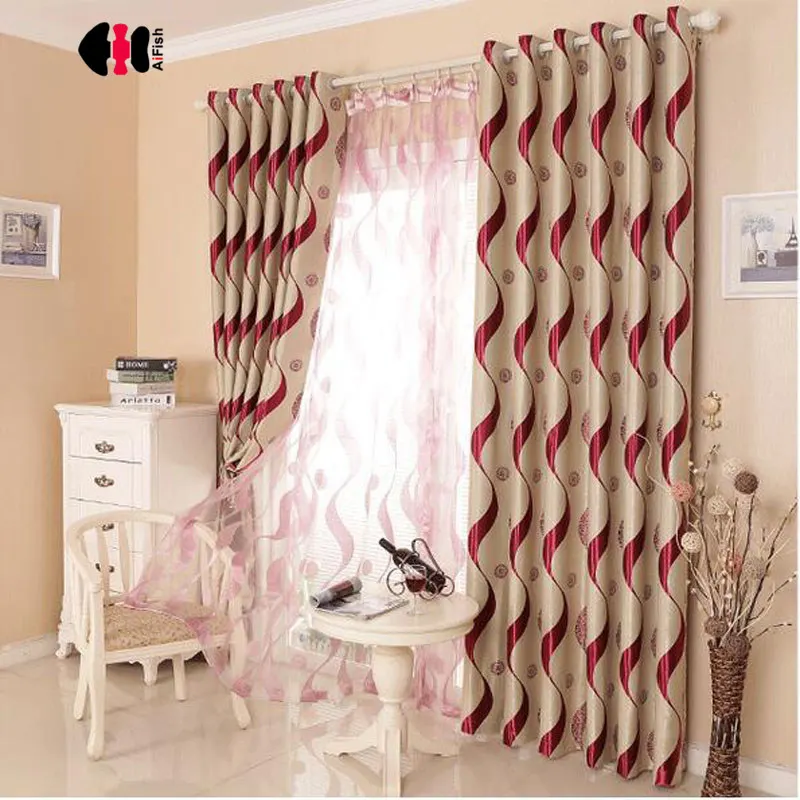 

Chinese Classical S Striped Blackout Curtains Cotton Polyester Wine Red Bedroom Study Balcony French Curtain Drapes WP389C
