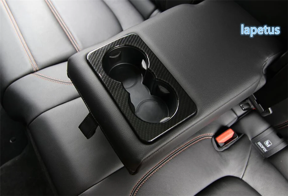 

Lapetus Rear Seat Water Cup Holder Panel Decoration Frame Cover Trim Fit For Jaguar F-Pace 2017 - 2020 ABS Carbon Fiber Look