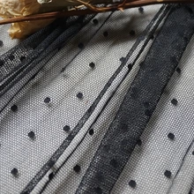 Дизайн черный/белый вышитый тюль ткань в горошек с принтом свадебный кружевной цветок ткань для изготовления платьев