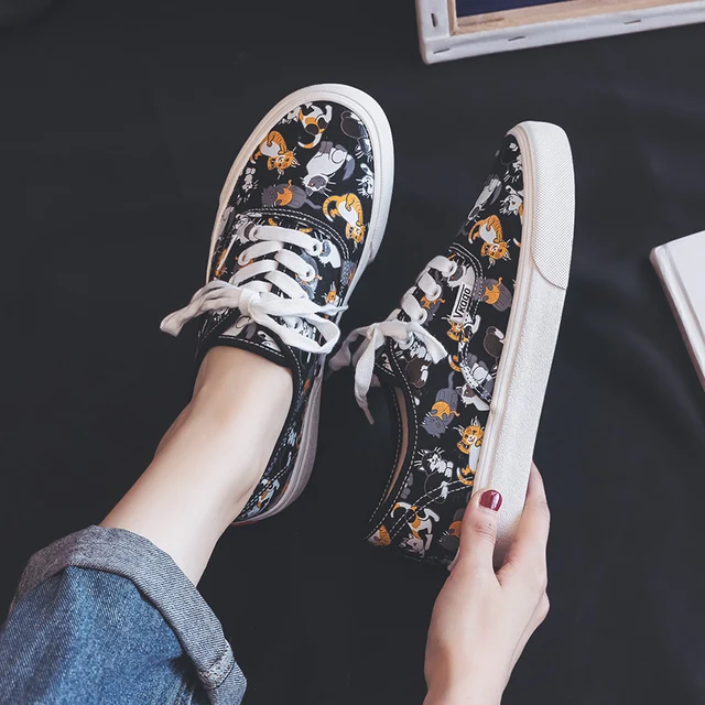 $US $19.86 Canvas Shoes Women Cute Kitty Girls Trainers 2019 Spring New Flat Heel Preppy Style Lady Sneakers V