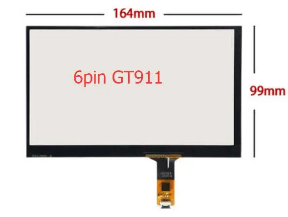 7-дюймовый 164*99 мм 165*100 чип сенсорного экрана GT911 6-контактный емкостный сенсорный