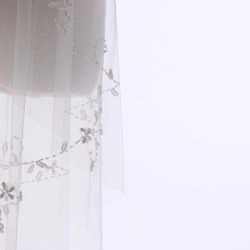 U-SWEAR 2018 Новое поступление белые пайетки бисерные Белые Свадебные вуали двухслойные Свадебные аксессуары с гребнем Velo De Novia