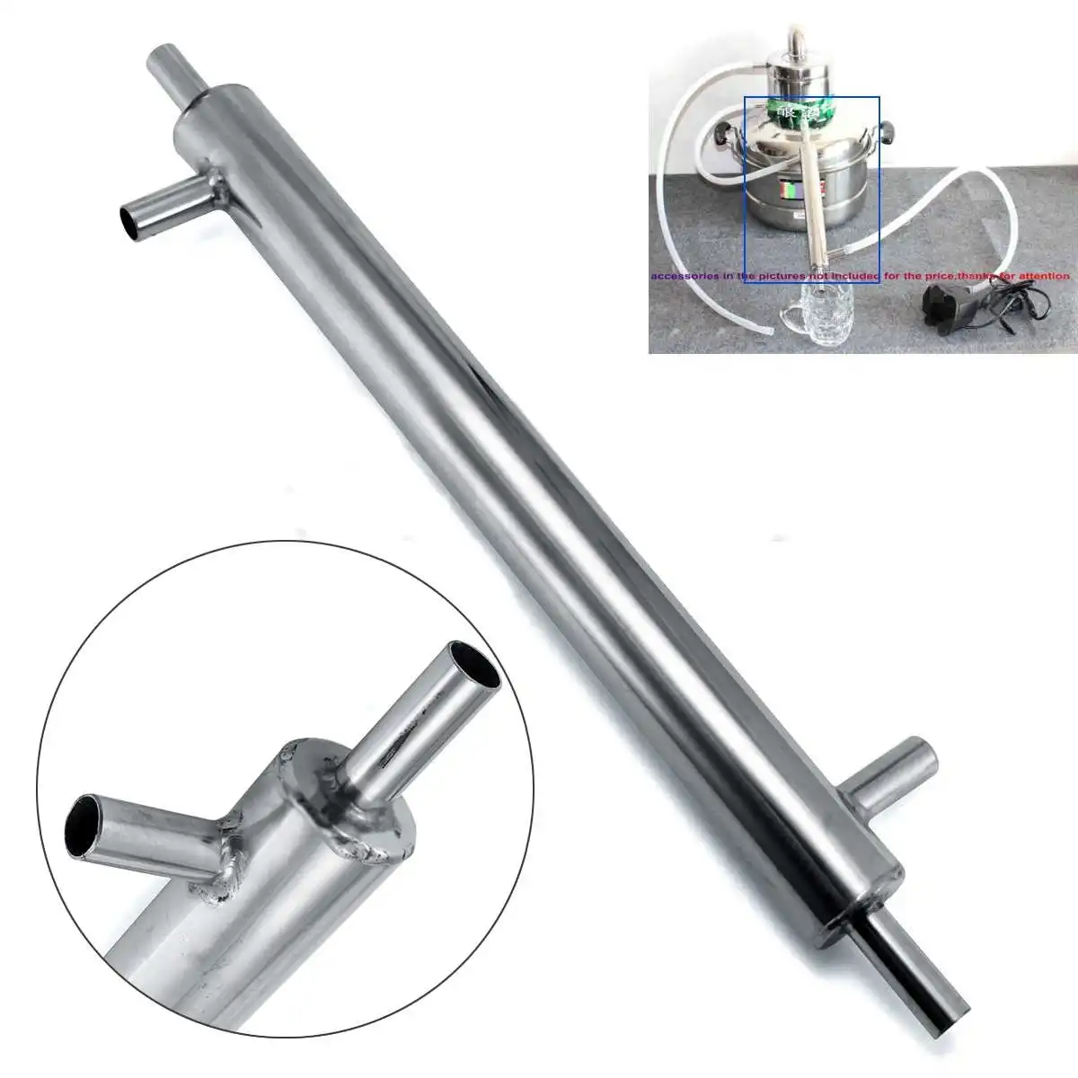 Cooler Distiller Moonshine Condenser Stainless External Cooling Pipe Tube for Home Brewery Vodka Whisky Wine Maker