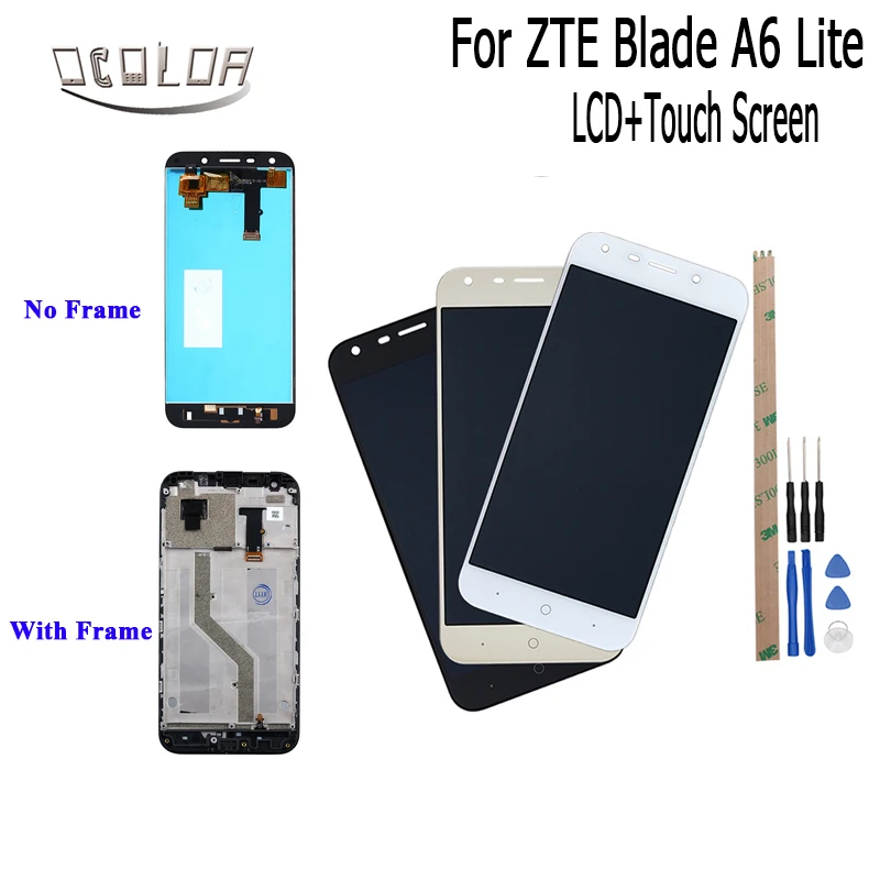 

ocolor For ZTE Blade A6 LCD Display and Touch Screen With Frame +Tools And Adhesive For ZTE Blade A6 Lite Phone Accessories