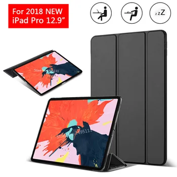 

Case for iPad Pro 12.9 2018 PU Leather Transparent PC Back Ultra Slim Light Weight Trifold Smart Cover for iPad Pro 12.9 inch