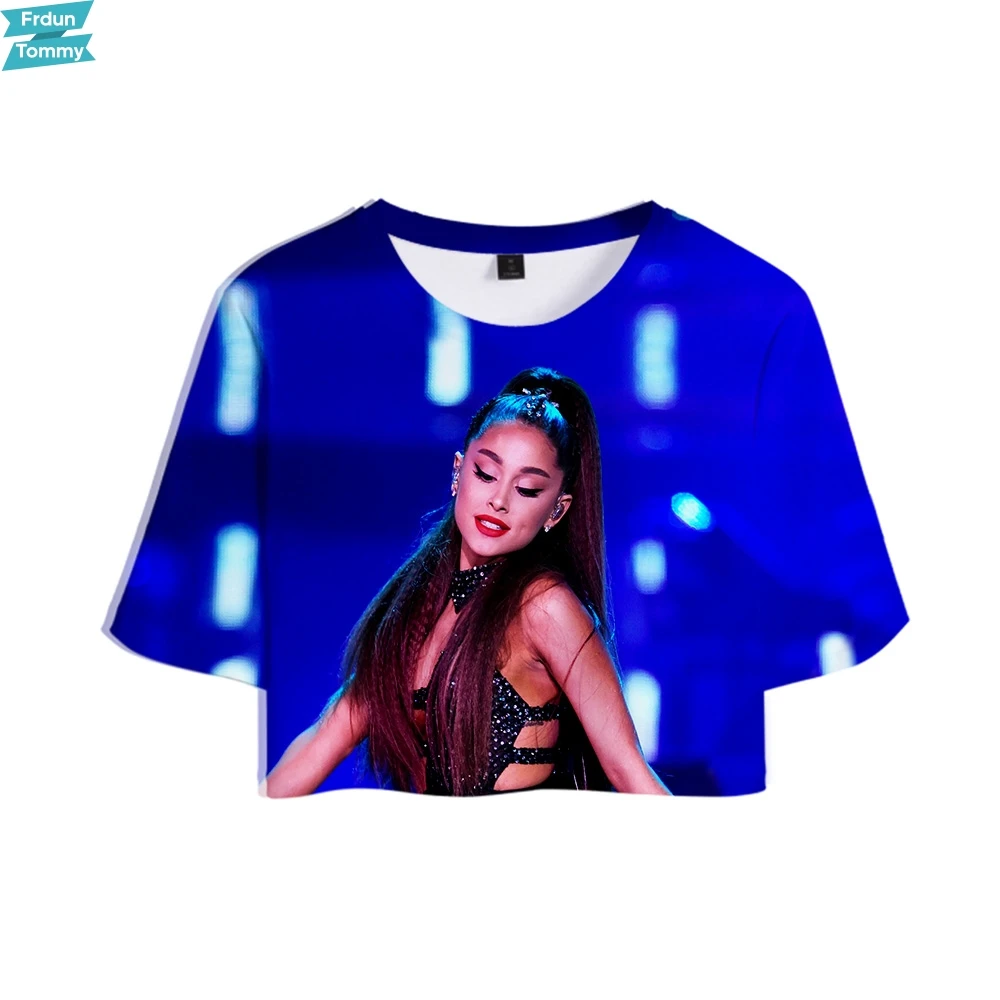 

Ariana Grande 3D Printed Women Crop Tops Fashion Summer Short Sleeve T shirts Hot Sale Girls Casual Trendy Sexy Tshirts 2019