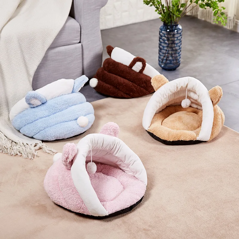 

4 Colors Lovely Pet Cat Sleeping Bag Soft Puppy Kitten Bed Pink Blue Kennel Dog House Pets Mat pet Pad Dogs Nest Beds hundebett