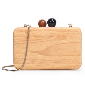 

New Wooden Clutch Bag Ladies Evening Bag Chain Bag Handbag Party Wedding Banquet Shoulder Bag