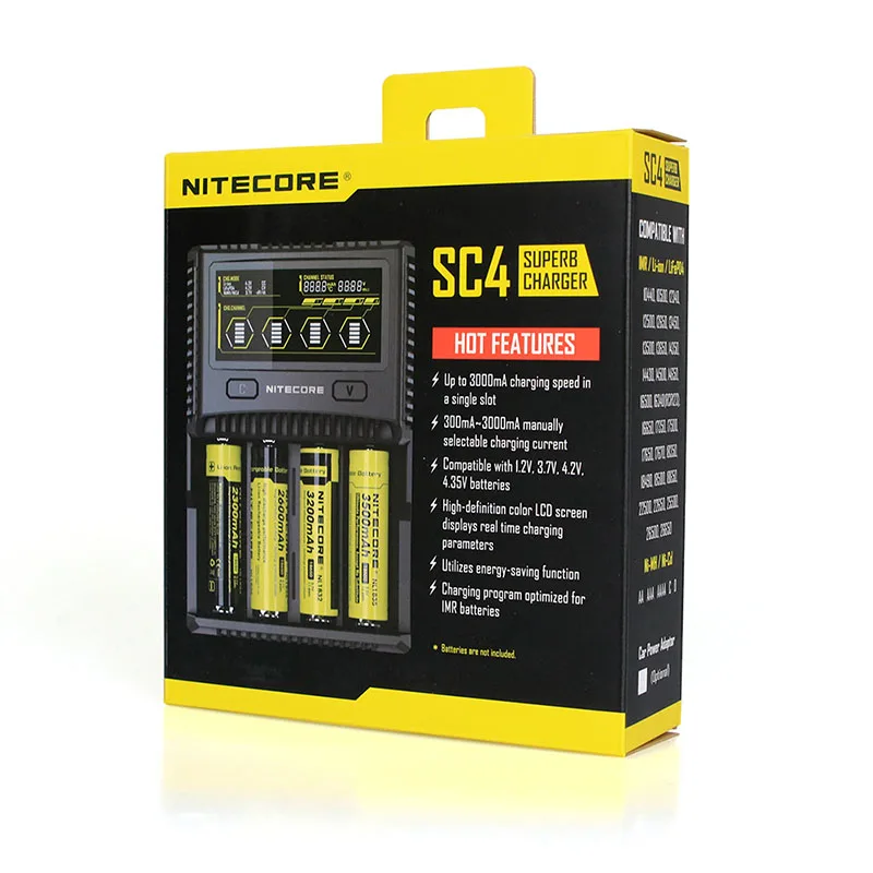 Nitecore SC4 ЖК-дисплей USB Быстрое интеллектуальное зарядное устройство для Li-Ion IMR LiFePO4 Ni-MH 18650 14450 16340 AA батарея - Цвет: SC4