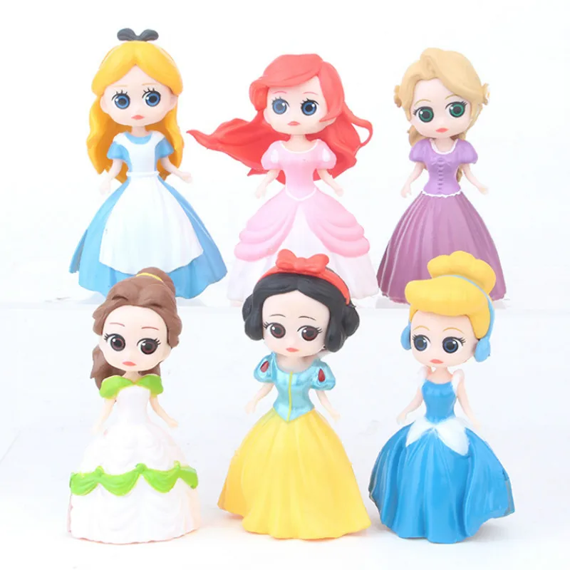 Disney 6 шт./лот игрушки принцессы Q Posket ПВХ экшн фигурки Белоснежка Merida куклы детские