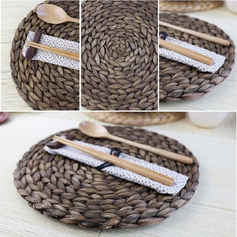 37cm Round Mat Woven Straw Placemat Nature Color Place Mats for Dining Table