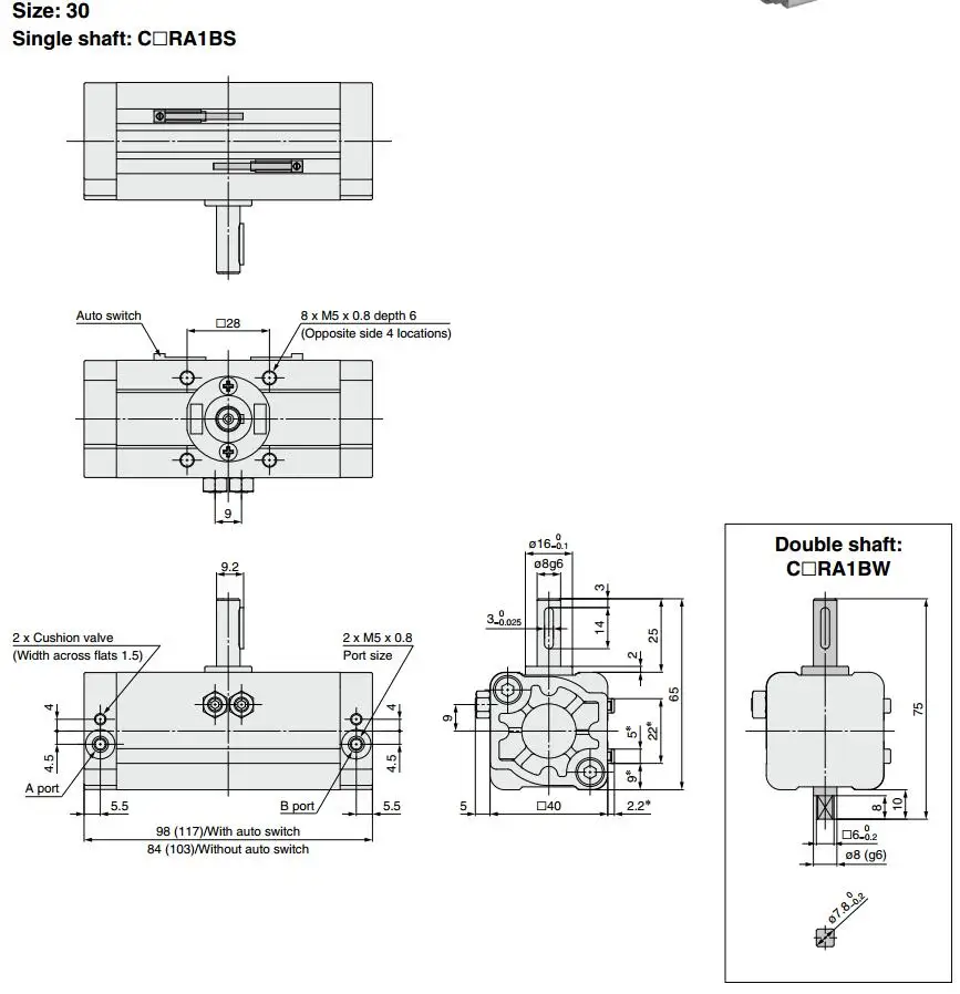 Cdra1bs80-90 SMC Тип поворотный привод реечные Тип cra1 cdra1bs серии 90 180 Угол поворота пневматический цилиндр