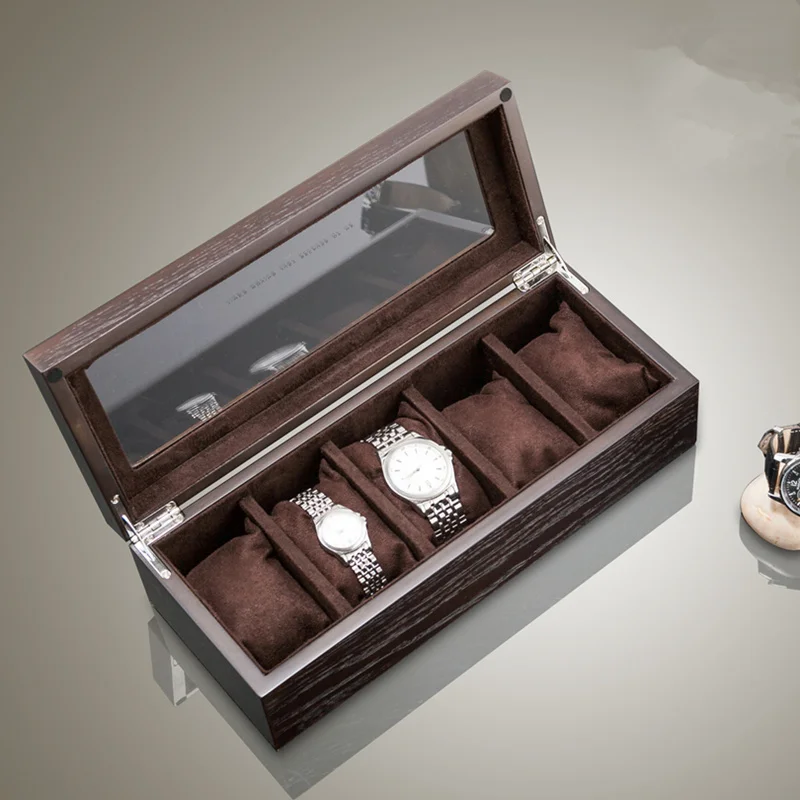 Top 5 Slots Luxury Wood Watch Storage Box With Window Pewter Veneer Watch Display Case New Jewelry Gift Watch Boxes Case A031 Top 5 Slots Luxury Wood Watch Storage Box With Window Pewter Veneer Watch Display Case New Jewelry Gift Watch Boxes Case A031